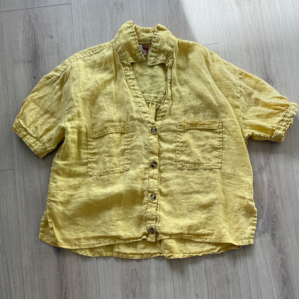 Pilcro Button-Up Linen Shirt
